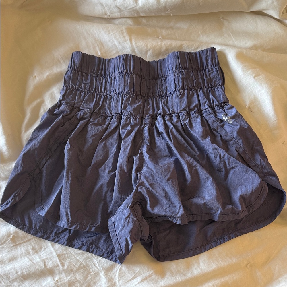 FP Movement by Free People High-Waist Smocked Purple Athletic Shorts